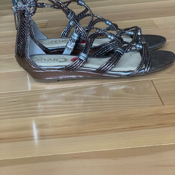 Silver strappy gladiator style sandals. - Picture 2 of 4